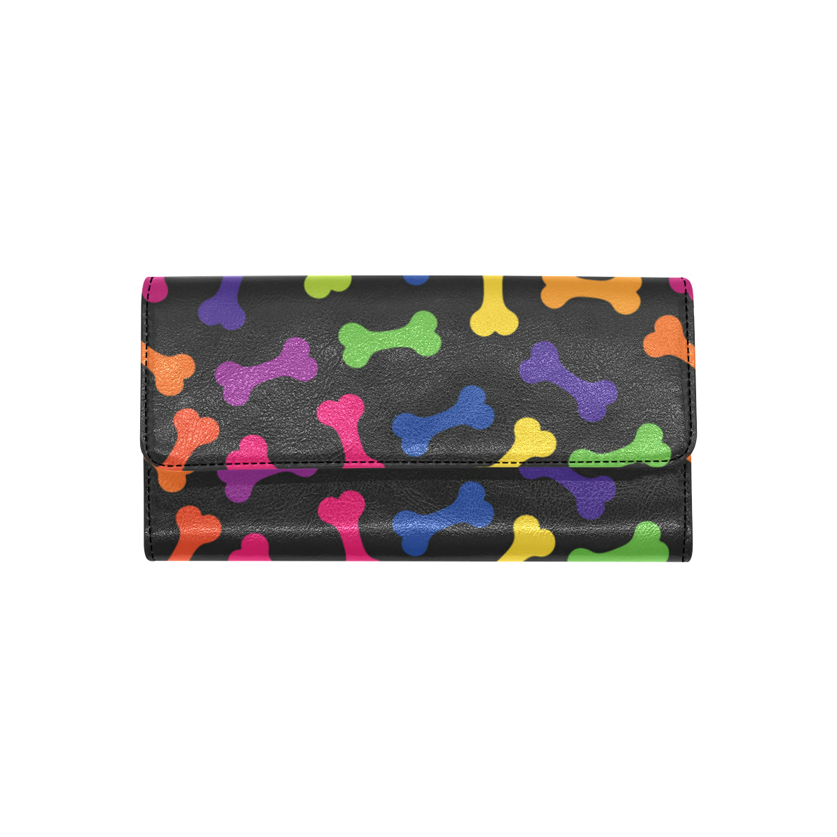 Dog Bone Neon Color Pattern Print Design 02 Women's Trifold Wallet