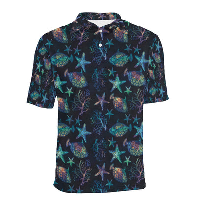 Starfish Pattern Print Design 01 Men Polo Shirt