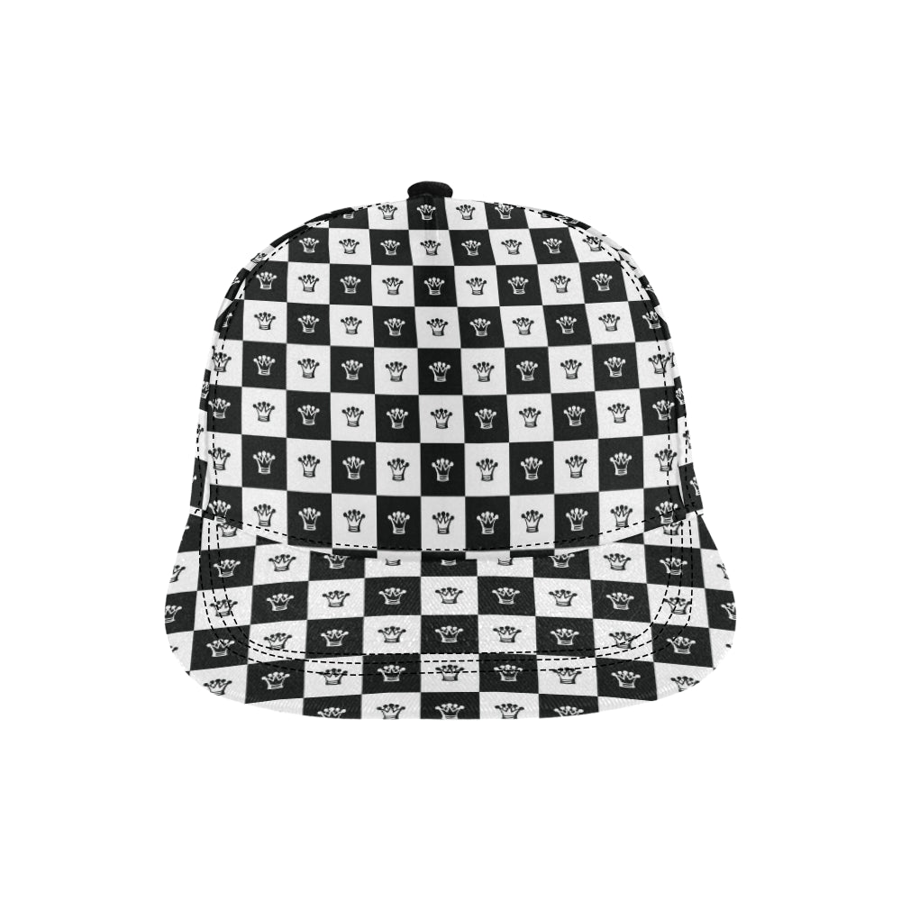 Checkered Flag Crown Pattern Snapback Cap