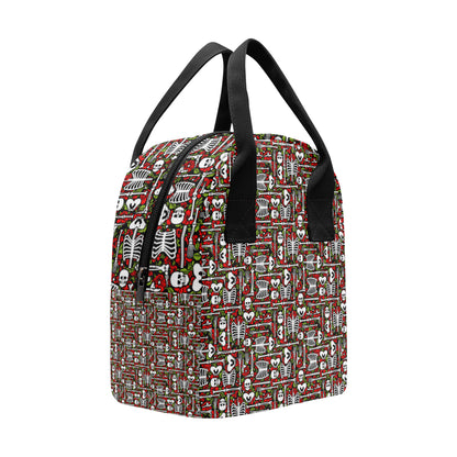 Skeleton Pattern Print Insulated Lunch Bag