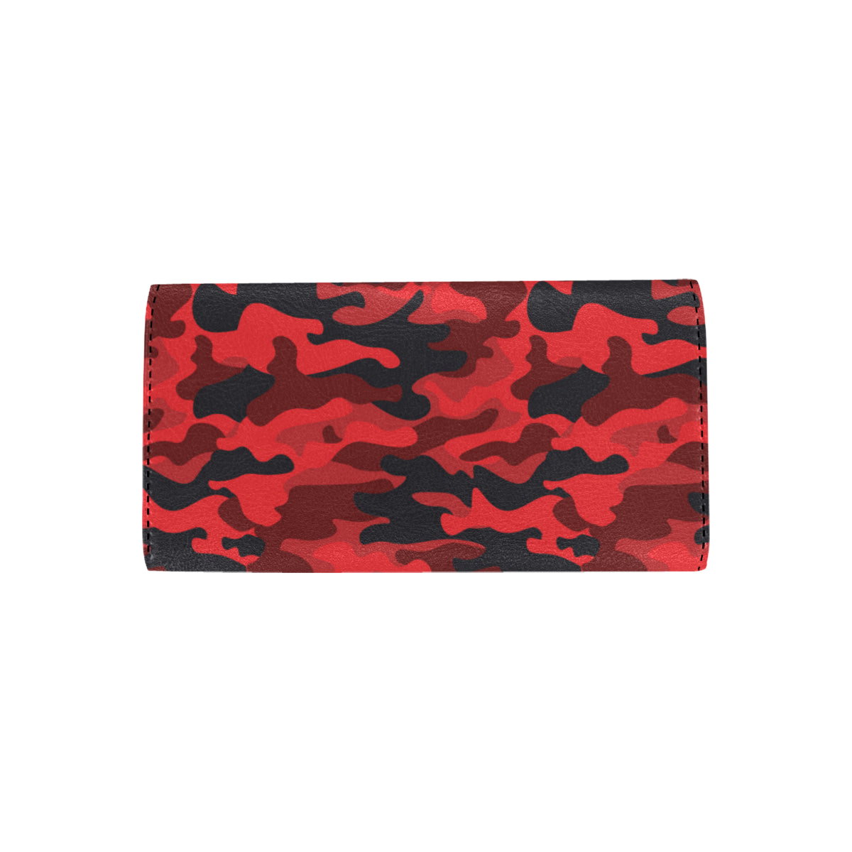 Camo Red Pattern Print Design 03 Women's Trifold Wallet