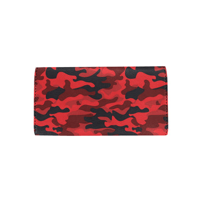Camo Red Pattern Print Design 03 Women's Trifold Wallet