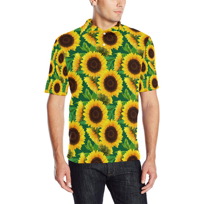 Sunflower Pattern Print Design SF02 Men Polo Shirt