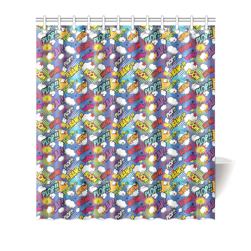 Comic Book Pattern Print Design 02 Shower Curtain