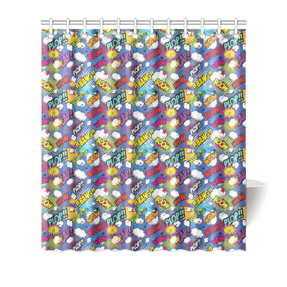 Comic Book Pattern Print Design 02 Shower Curtain