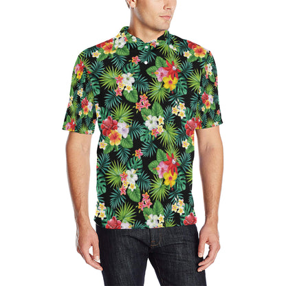 Hibiscus Hawaiian flower tropical Men Polo Shirt