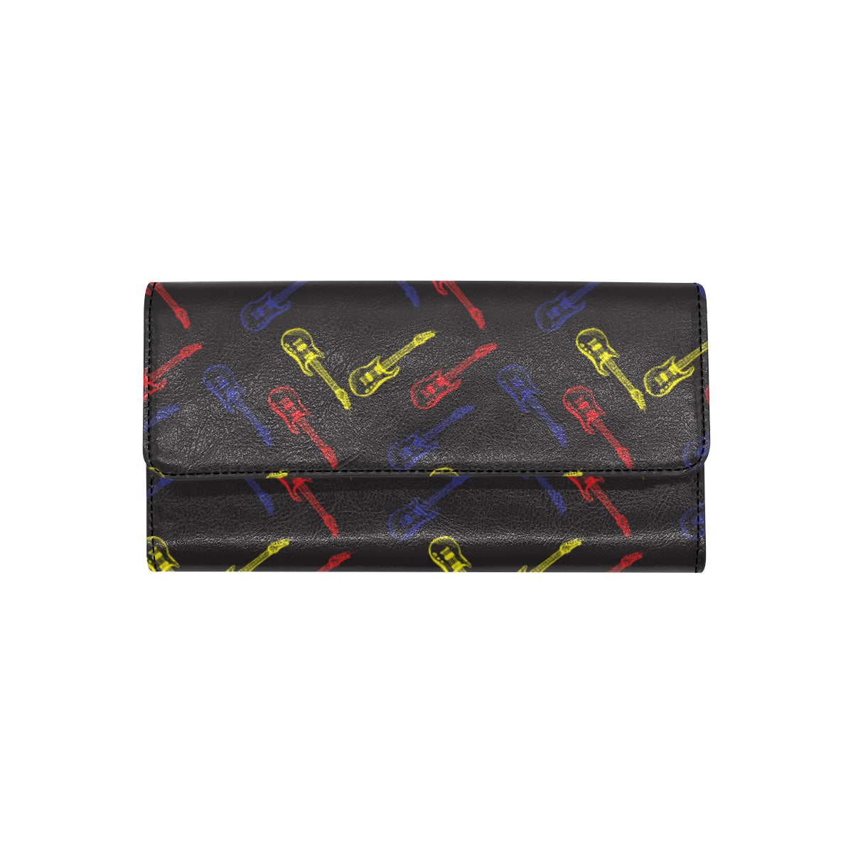 Electric Guitar Pattern Print Design 03 Women's Trifold Wallet