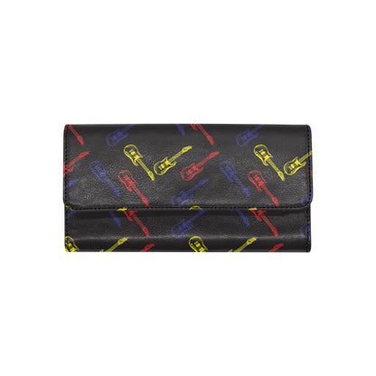 Electric Guitar Pattern Print Design 03 Women's Trifold Wallet