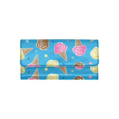 Ice Cream Pattern Print Design 01 Women's Trifold Wallet