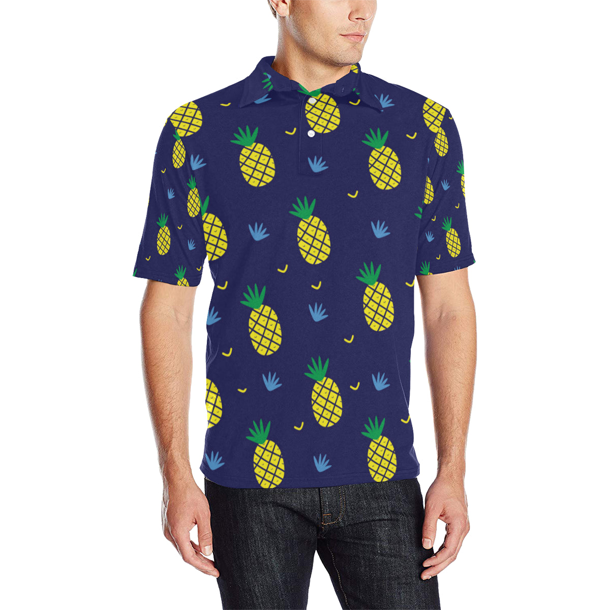 Pineapple Pattern Print Design A01 Men Polo Shirt