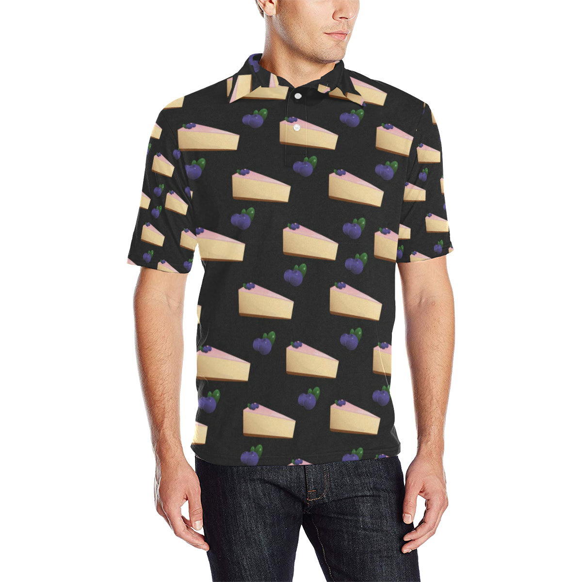 Cheesecake blueberry Pattern Print Design CK01 Men Polo Shirt