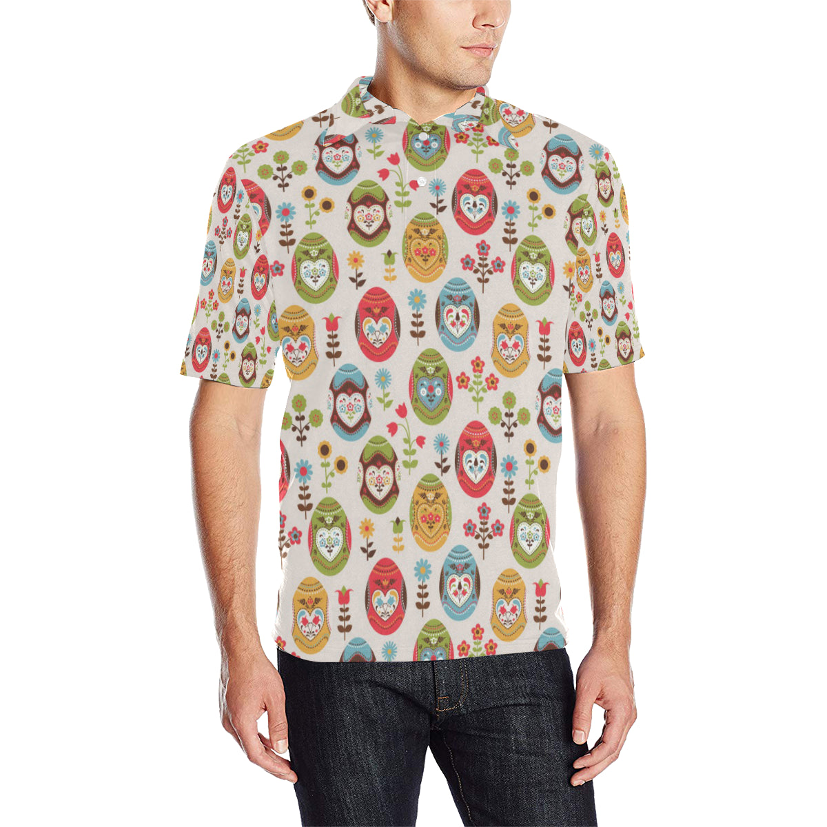 Easter Eggs Pattern Print Design RB011 Men Polo Shirt