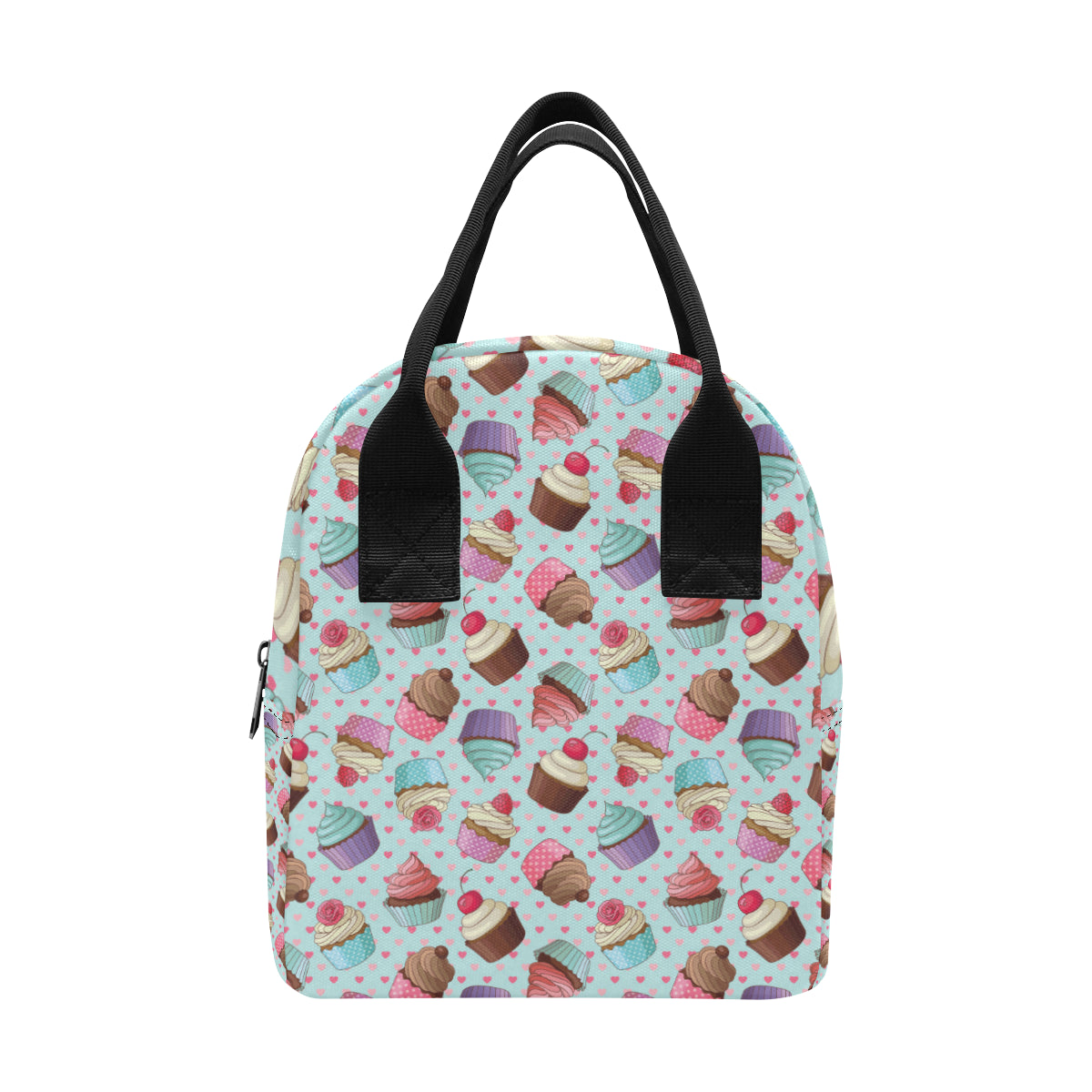 Cupcakes Fancy Heart Print Pattern Insulated Lunch Bag