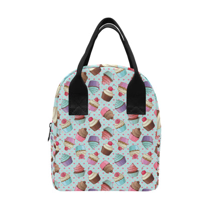 Cupcakes Fancy Heart Print Pattern Insulated Lunch Bag