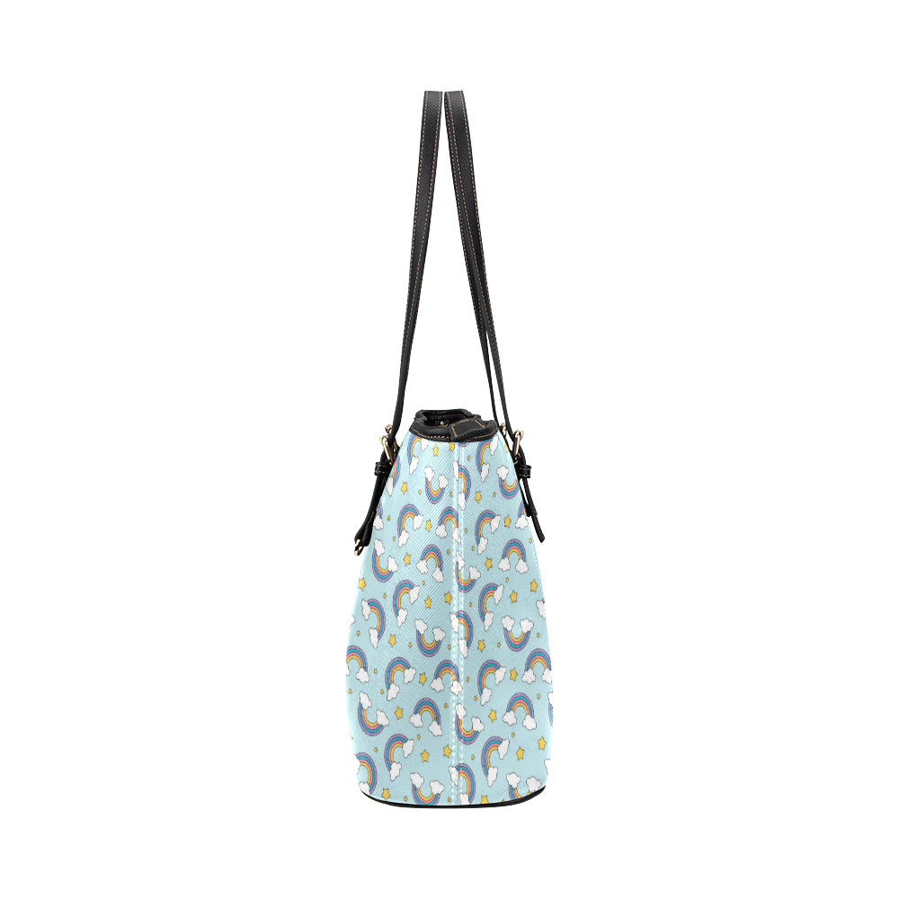 Rainbow Cloud Print Pattern Leather Tote Bag