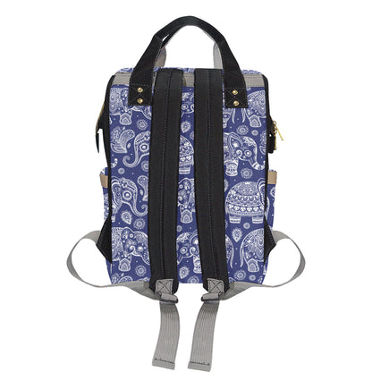 White Elephant Mandala Diaper Bag Backpack