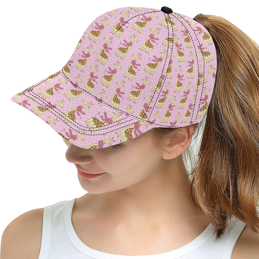 Giraffe Cute Pink Polka Dot Print Snapback Cap