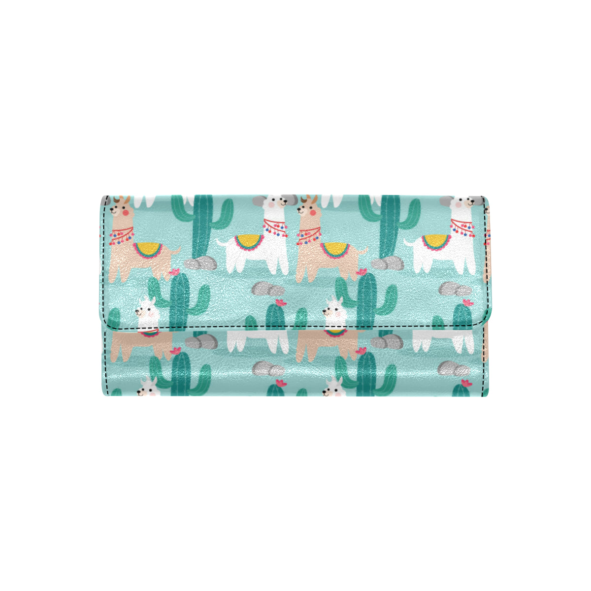 Llama Cactus Pattern Print Design 08 Women's Trifold Wallet