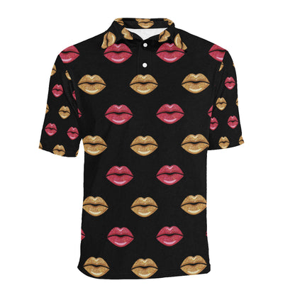 Lip Pattern Print Design 03 Men Polo Shirt