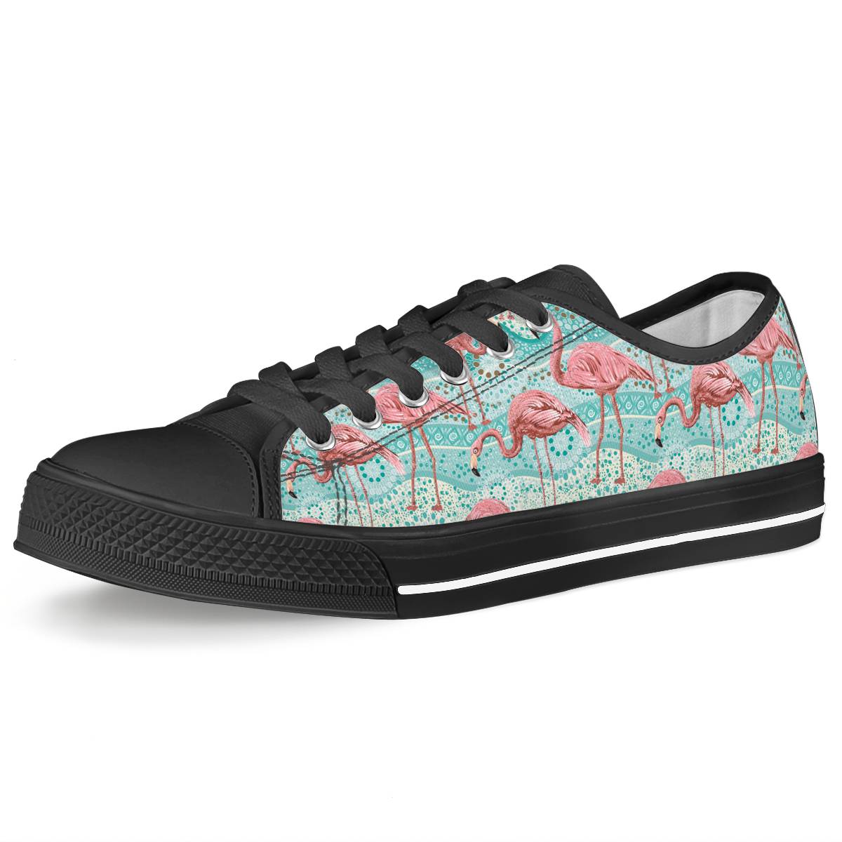 Flamingo Background Themed Print Women Low Top Shoes