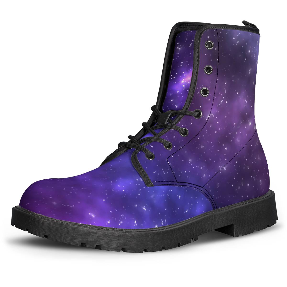 Celestial Purple Blue Galaxy Women Leather Boots