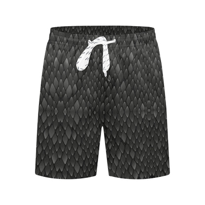 Snake Skin Black Print Men's Swim Trunks Beach Shorts