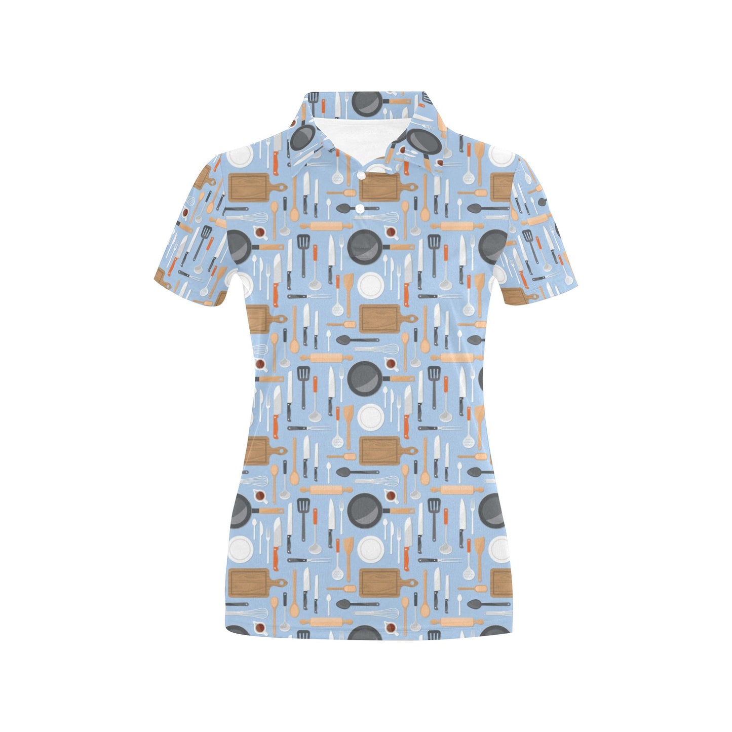 Cooking Kitchen Tools Pattern Print Design 02 Women's Polo Shirt