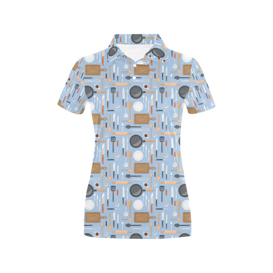 Cooking Kitchen Tools Pattern Print Design 02 Women's Polo Shirt