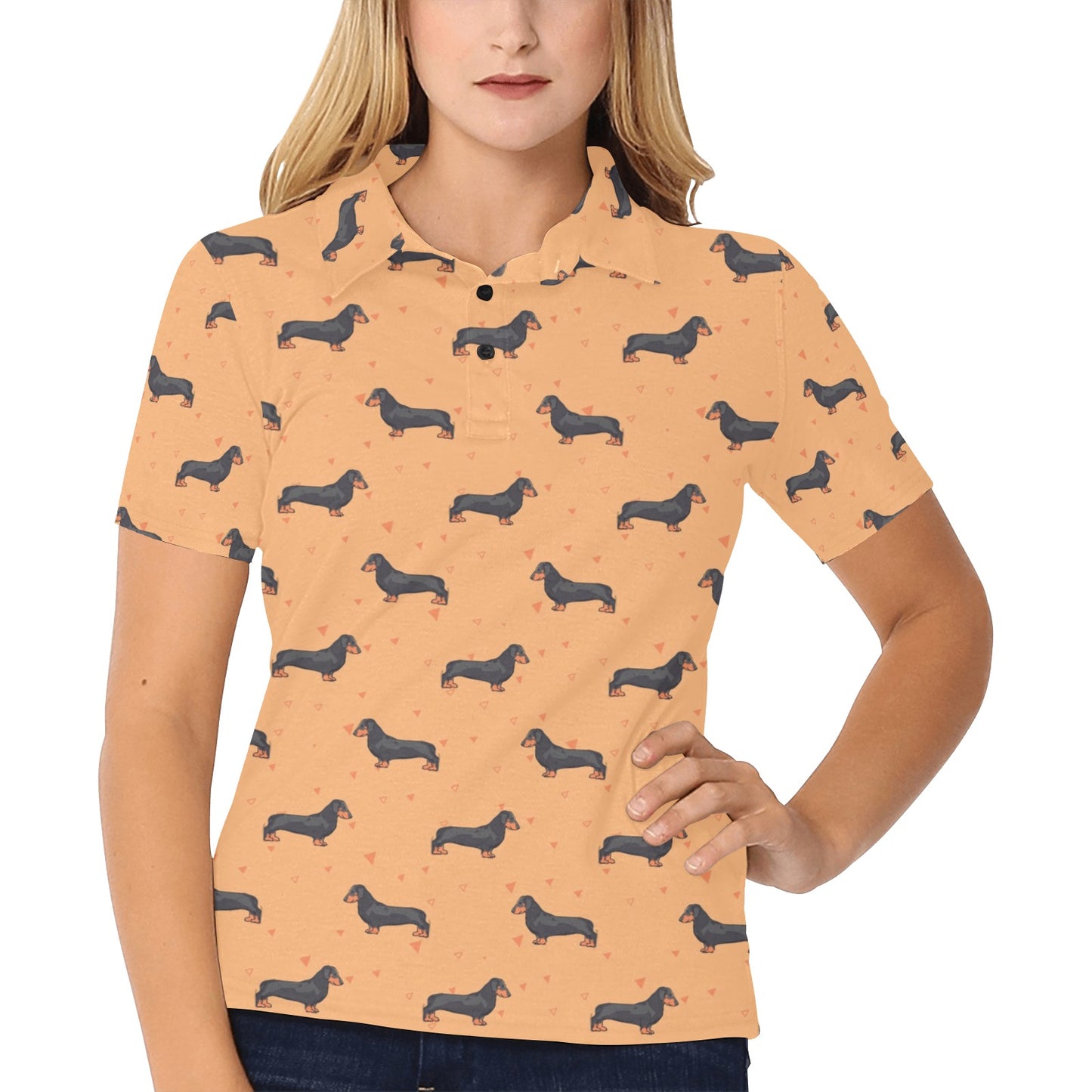 Dachshund Draw Print Pattern Women's Polo Shirt