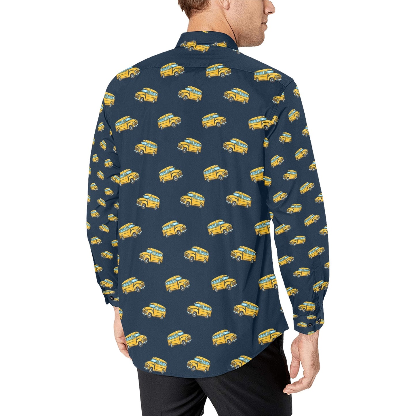 School Bus Print Design LKS304 Men's Long Sleeve Dress Shirt