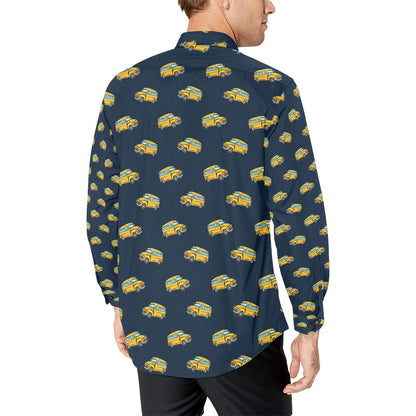 School Bus Print Design LKS304 Men's Long Sleeve Dress Shirt