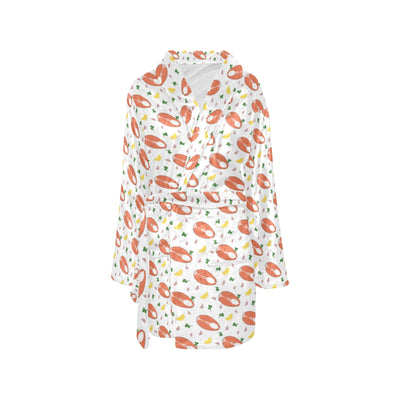 Salmon Steak Print Design LKS303 Women's Fleece Robe