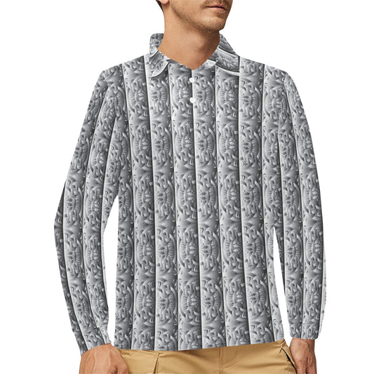 Celtic Pattern Print Design 03 Long Sleeve Polo Shirt For Men's