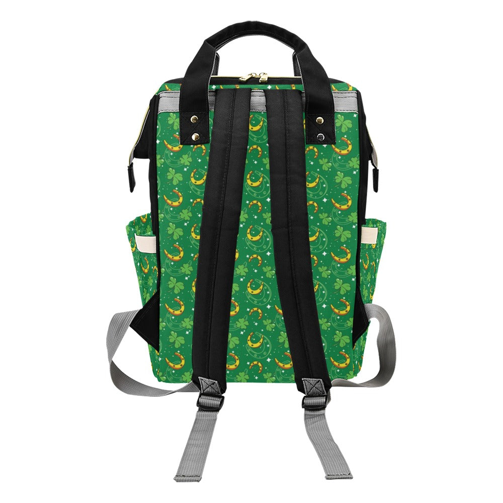 Shamrock With Horse Shoes Print Design LKS305 Diaper Bag Backpack
