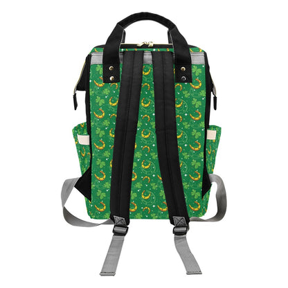 Shamrock With Horse Shoes Print Design LKS305 Diaper Bag Backpack