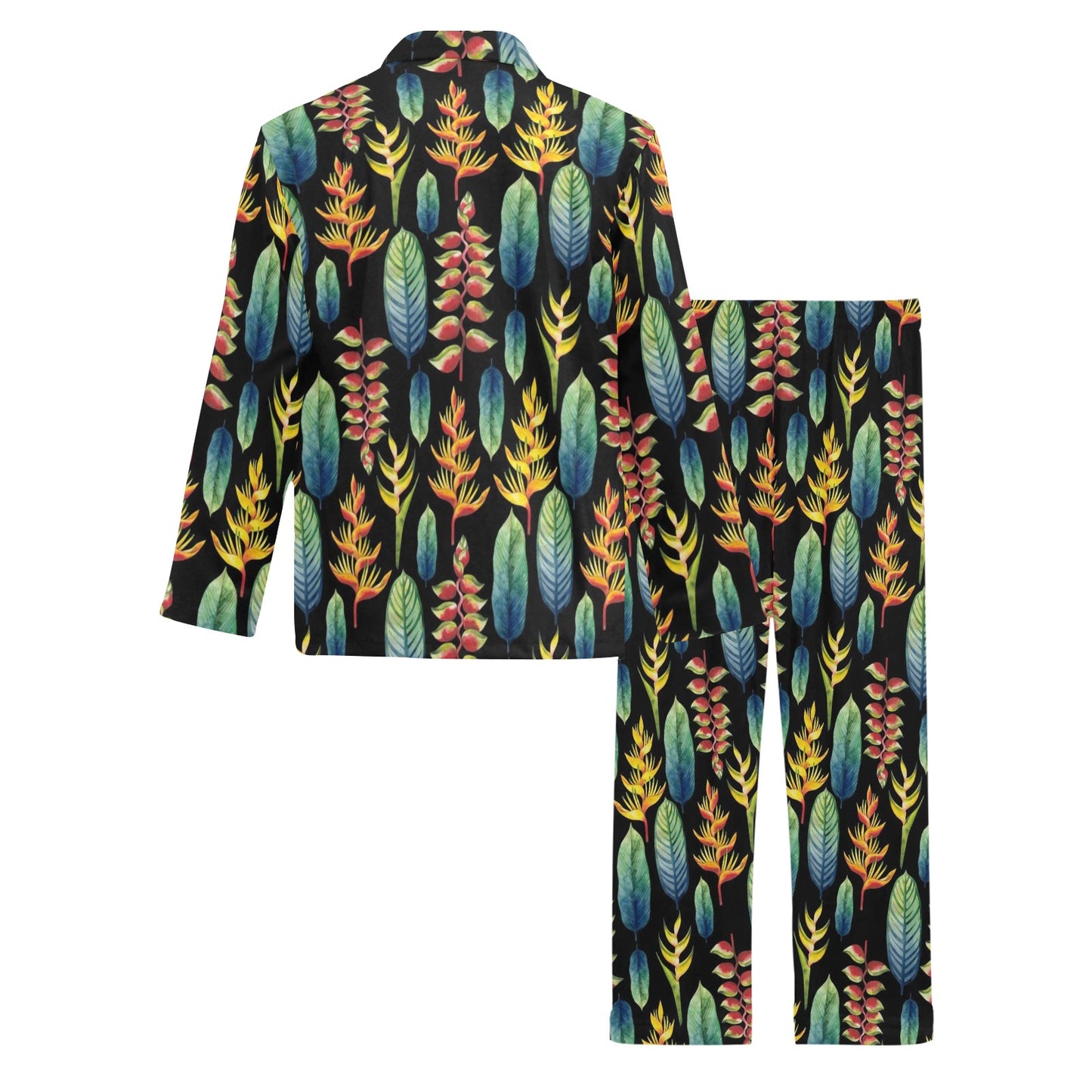 Heliconia Pattern Print Design HL03 Men's Long Pajama Set