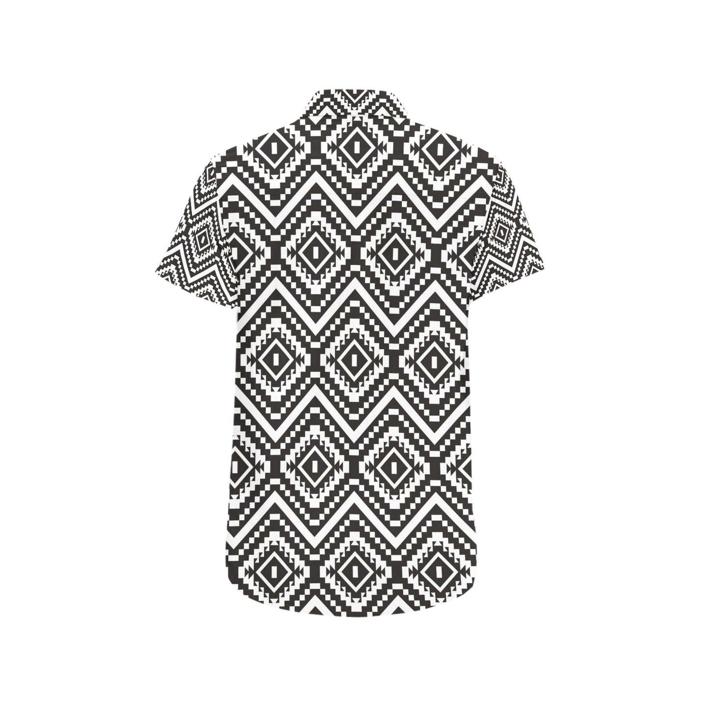 Tribal Pattern Print Design LKS303 Men Short Sleeve Button Up Shirt