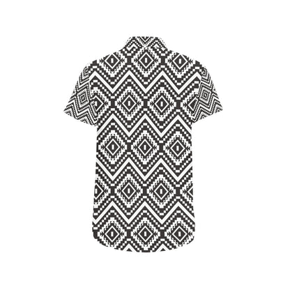 Tribal Pattern Print Design LKS303 Men Short Sleeve Button Up Shirt