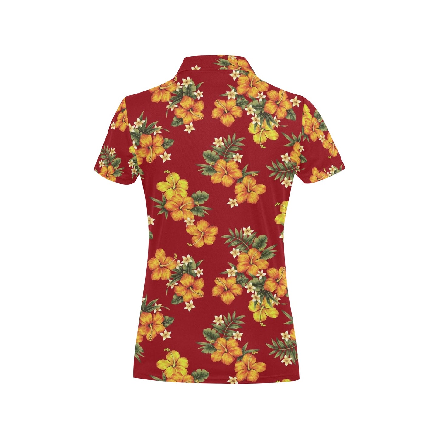 Orange Hibiscus Pattern Print Design HB026 Women's Polo Shirt
