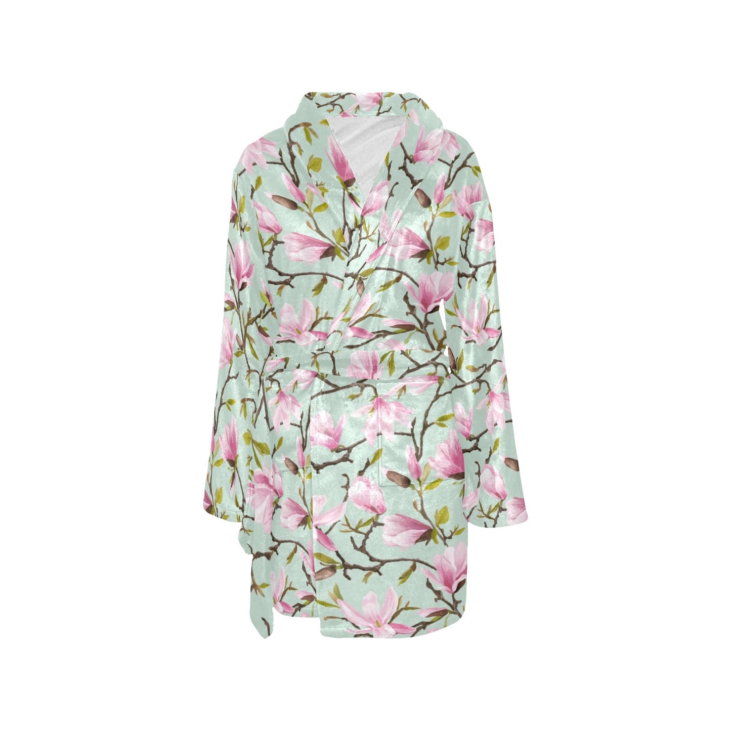 Magnolia Pattern Print Design MAG04 Women's Fleece Robe