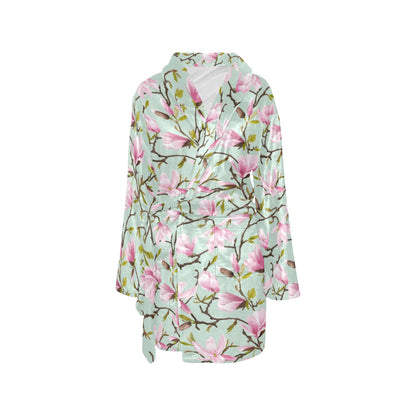 Magnolia Pattern Print Design MAG04 Women's Fleece Robe