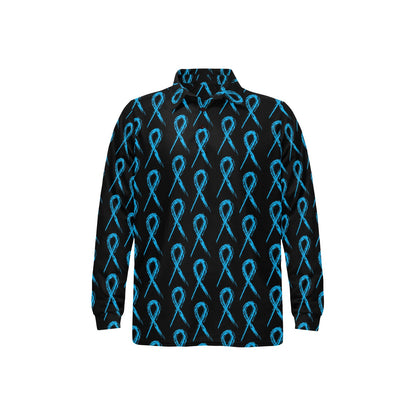 Prostate cancer Pattern Print Design A02 Long Sleeve Polo Shirt For Men's