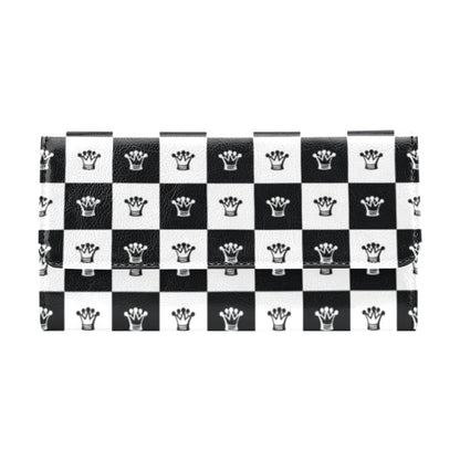 Checkered Flag Crown Pattern Women's Trifold Wallet
