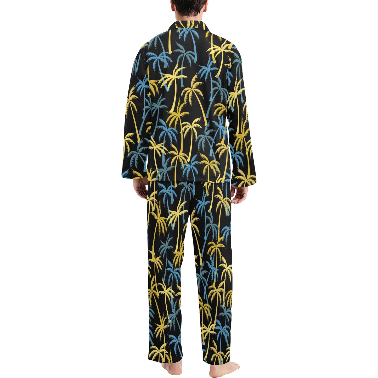 Palm Tree Pattern Men's Long Pajama Set