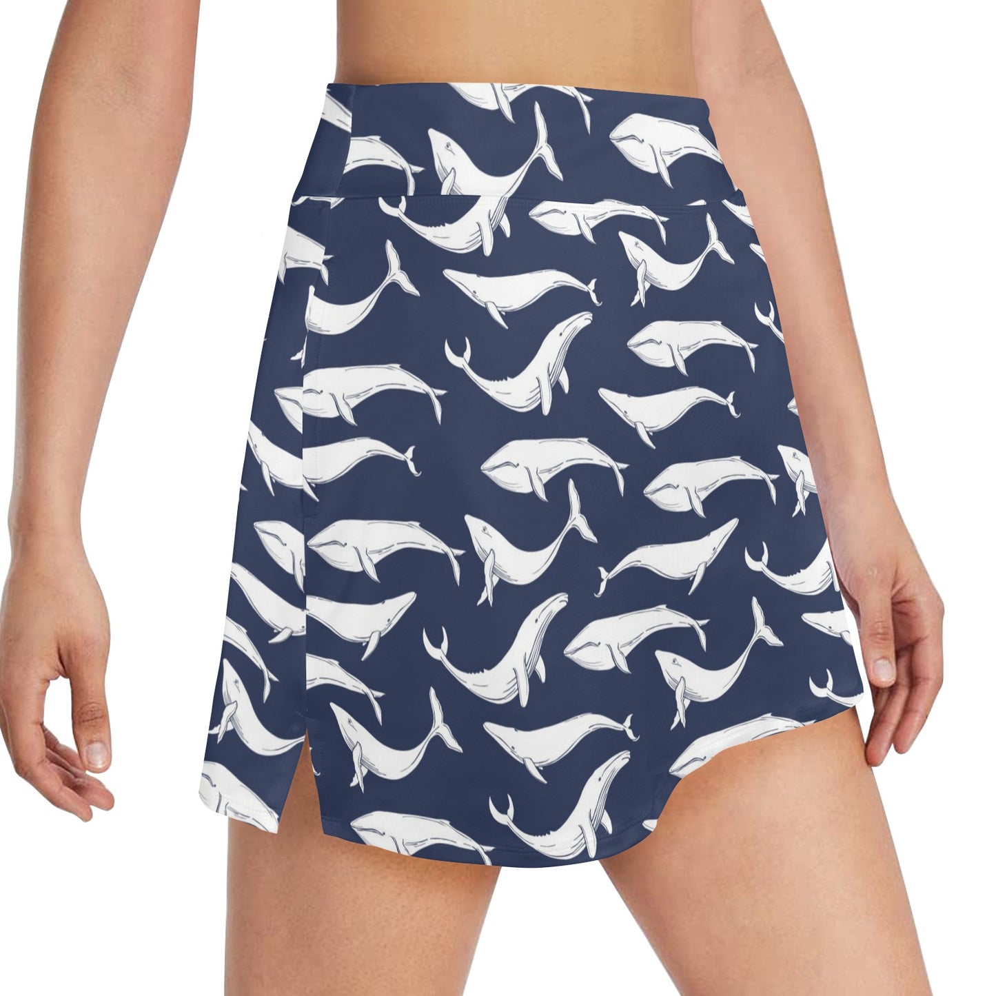 Whale Print Design LKS308 17" Golf & Pickleball Skort with Pockets