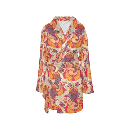 Ganesha Indian Pattern Print Design 02 Women's Fleece Robe