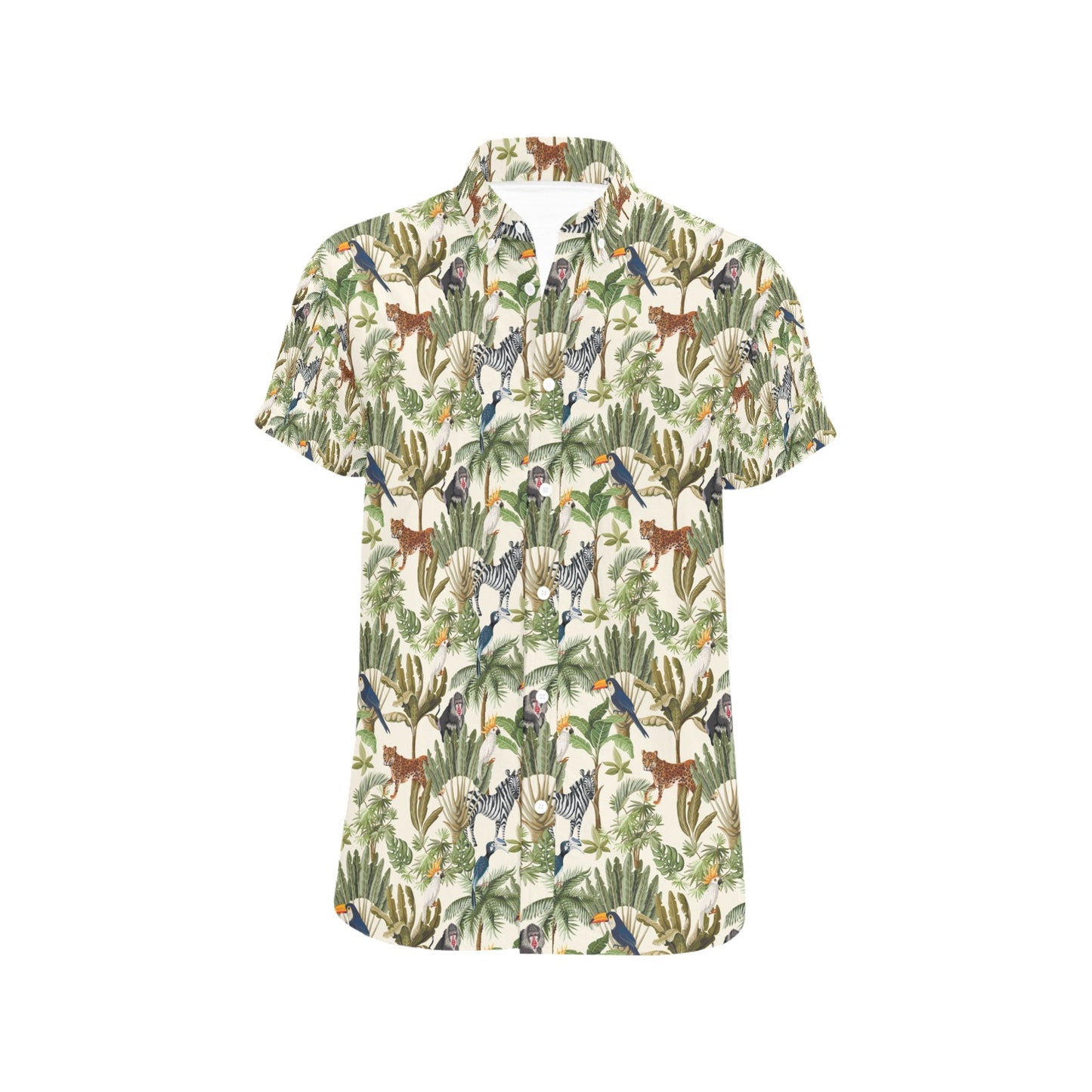 Safari Animal Print Design LKS304 Men Short Sleeve Button Up Shirt