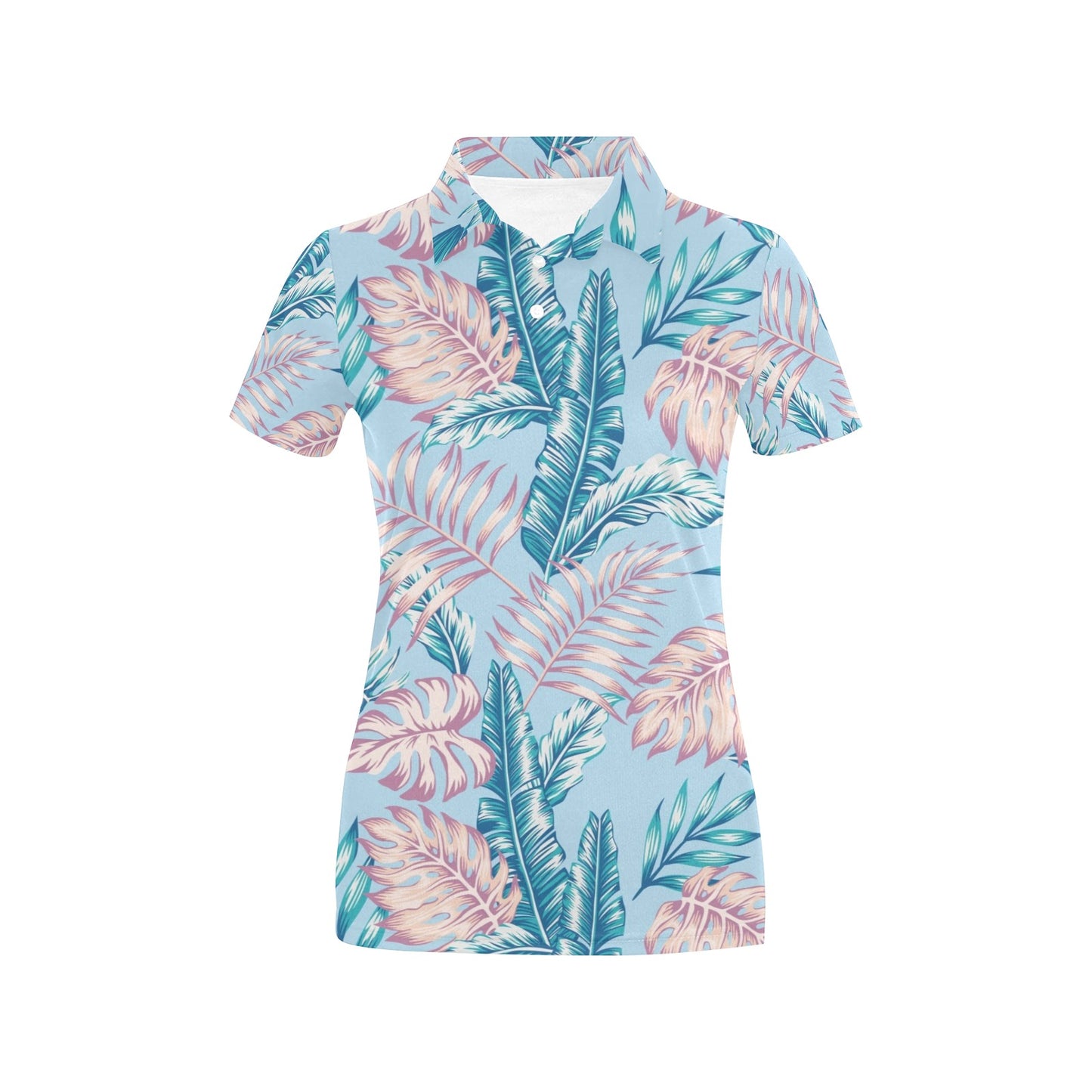 Tropical Flower Pattern Print Design TF01 Women's Polo Shirt
