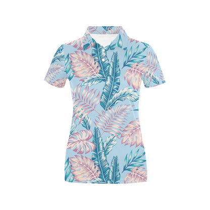 Tropical Flower Pattern Print Design TF01 Women's Polo Shirt