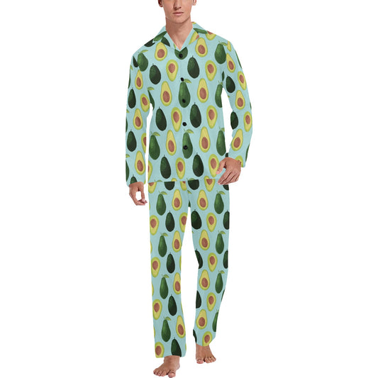 Avocado Pattern Print Design 04 Men's Long Pajama Set